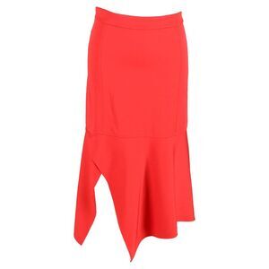 Victoria Beckham Asymmetrical Midi Skirt in Red Acetate